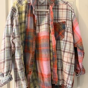 BDG Pink Plaid Flannel Shirt